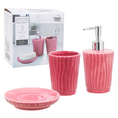 3 piece bathroom set- fuchsia -- 6 per case