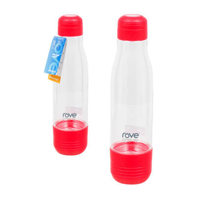 plastic water bottle- 24oz- red clear -- 6 per case