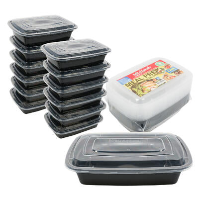 6 pack rectangular food container- 33.8oz- black -- 12 per case