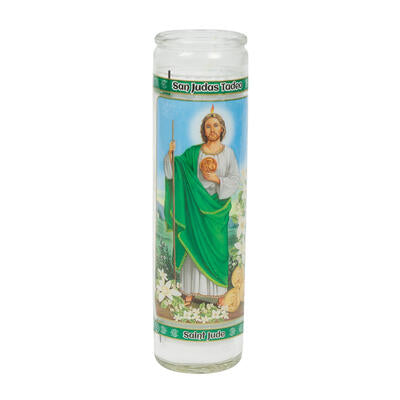 san judas tadeo candle- 8 - white -- 12 per case