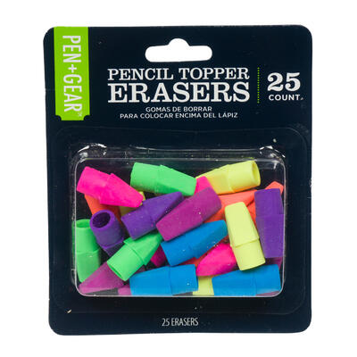 25 piece pencil topper erasers- assorted colors -- 72 per case