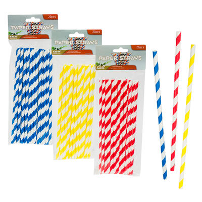 20 piece paper straw- 3 assorted colors -- 72 per case