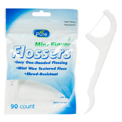 90ct plastic floss picks- white -- 48 per case