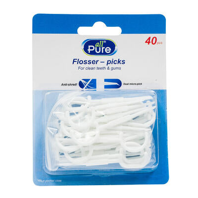 40ct plastic floss picks- white -- 48 per case