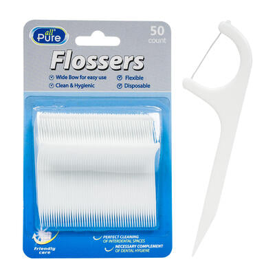 50ct plastic floss picks- white -- 48 per case