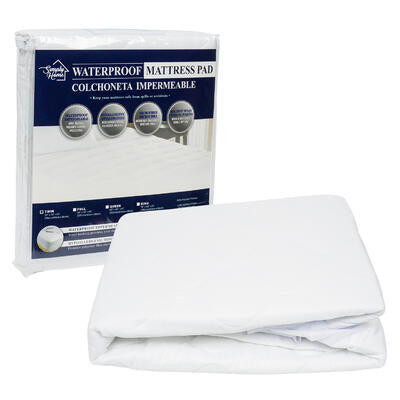 twin sized waterproof mattress pad- white -- 6 per case