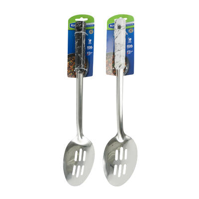 stainless steel slotted spoon w marble handle -- 48 per case