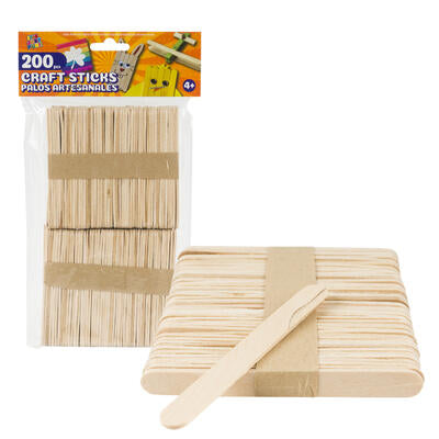 200pk natural wooden craft sticks -- 48 per case