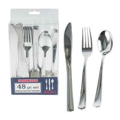 48 piece cutlery set- silver -- 24 per case