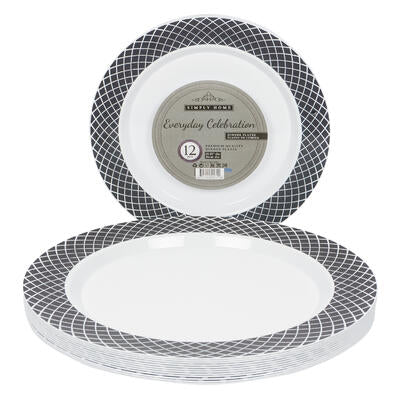 12 piece plate set- 10.25 - white with gold design -- 12 per case