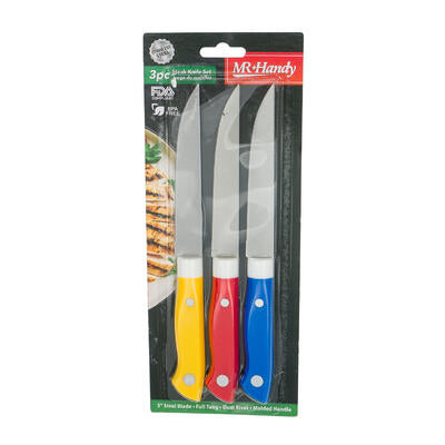 3pc stainless steel steak knife set- 9 - 3 asst. -- 72 per case