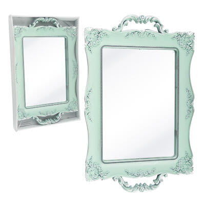 plastic tray with mirror- 15 x10 - green -- 24 per case