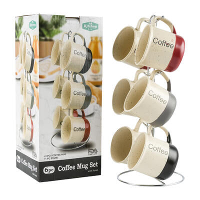 6 pack ceramic coffee mugs 11oz - 3 assortments -- 6 per case