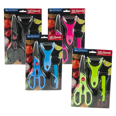 kitchen tool set - 3 piece - assorted colors -- 48 per case