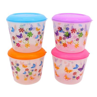 container with flower prints and lid - assorted -- 48 per case