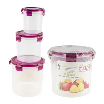 6 piece food container set - stackable - airtight lids -  -- 6 per case