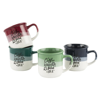 3-tone enamel mugs - 11oz - 4 assortments -- 48 per case