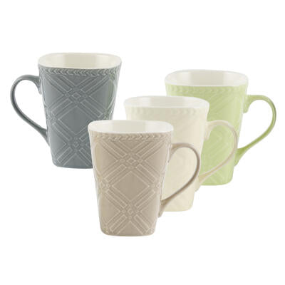 square embossed mugs - 12oz - assorted colors  -- 48 per case