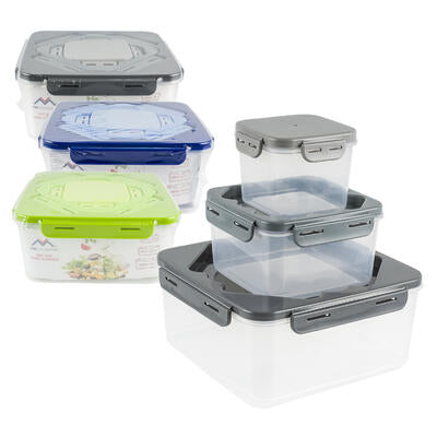 6pc square food storage trio set  keep your food fresh   -- 12 per case