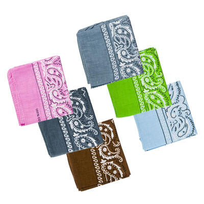 bandanas 21 inx21 in - bulk pack - 6 colors - 432 pieces -- 72 per box