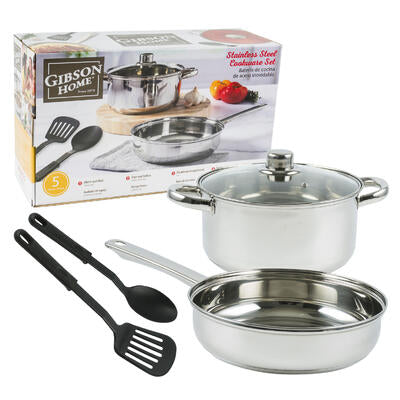 5pc gibson stainless steel cookware set- silver -- 4 per case