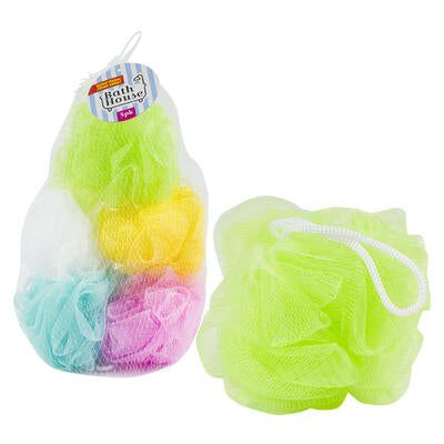 5pk bath sponge- 3 - assorted colors -- 48 per case