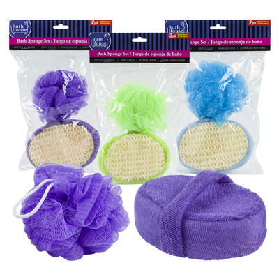 2pc bath sponge set- 3.9 - assorted colors -- 72 per case