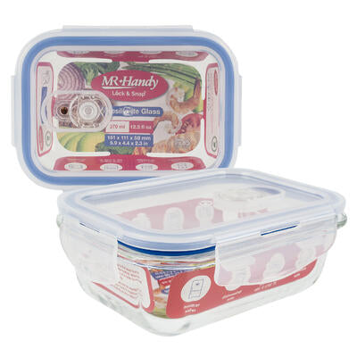 12.5oz rectangular glass food containers -- 24 per case