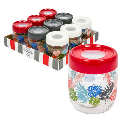 glass jars with plastic lids - 14.3oz - 4 assortments -- 9 per case