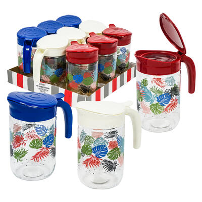 glass pitchers with leaf print - 23.3oz -- 9 per case