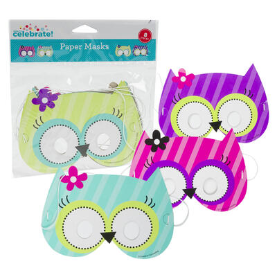 8ct owl party paper masks -  -- 48 per case