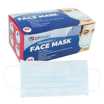 3ply disposable face masks - bulk 1800 per case -- 50 per box