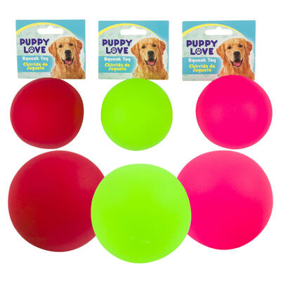 dog toy balls - 3.5 inch - assorted colors -- 48 per case