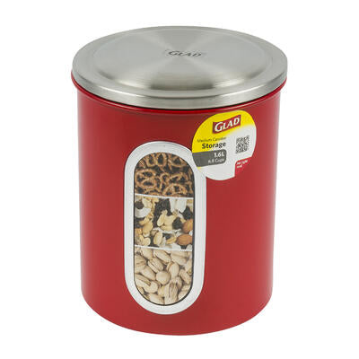 glad canister with stainless steel lid - 6.7 cups -- 6 per case