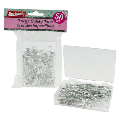 50pc safety pins - silver -- 48 per case