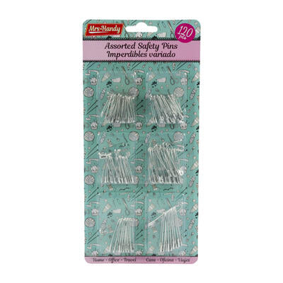 safety pins - silver - 120 pieces - bulk  -- 48 per case