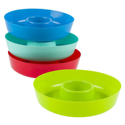 chip and dip plastic plates - 4 assorted colors -- 48 per case