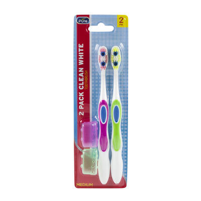 adult toothbrush 2-pack with head caps -- 48 per case