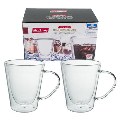 2pc glass mug set - 11.8oz  -- 6 per case