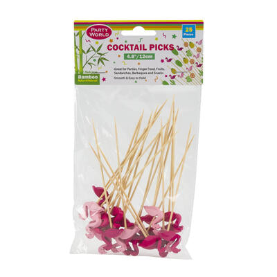 25pc flamingo bamboo cocktail picks- 4.8 -- 48 per case