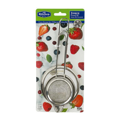 3pc stainless steel strainer set - 9 in/11 in/13 in -- 96 per case