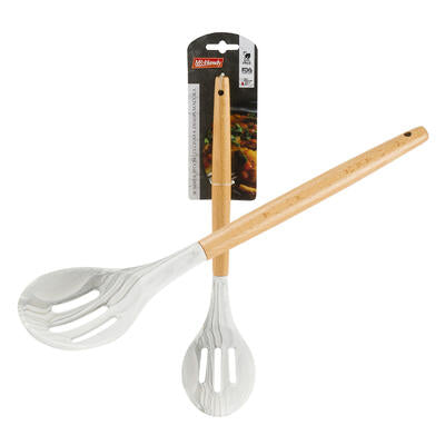 silicone slotted spoons - wooden handle -- 48 per case