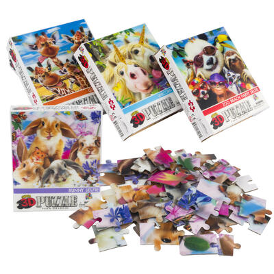 3d animal selfie puzzles - 50 pieces - 4 assortments -- 12 per case