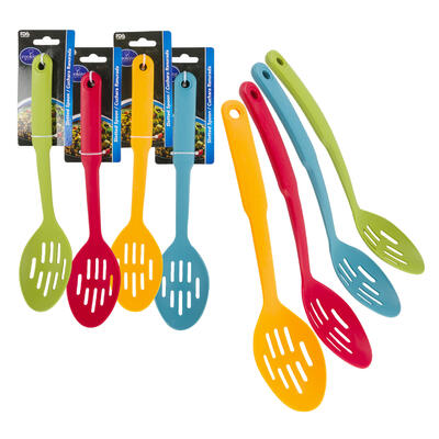 slotted spoons 11.8 in - 4 assorted colors  -- 48 per case