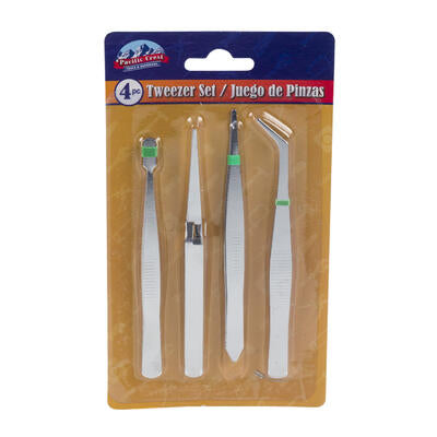 4pc tweezer set- silver -- 48 per case