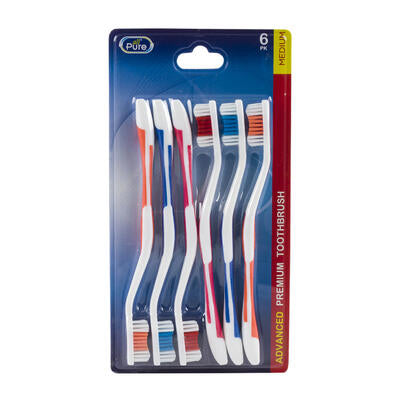 all pure medium toothbrushes - 6 pack -- 48 per case