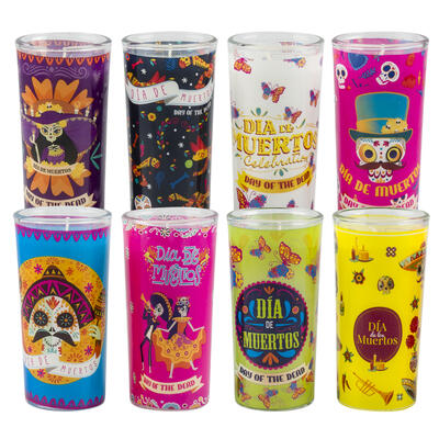 dia de los muertos candles - 4oz - assorted designs -- 20 per case