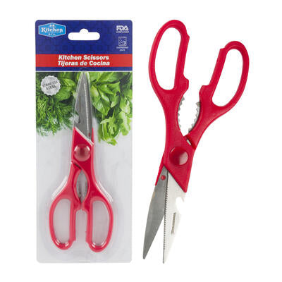 stainless steel kitchen scissors - 8 - red - bulk  -- 48 per case