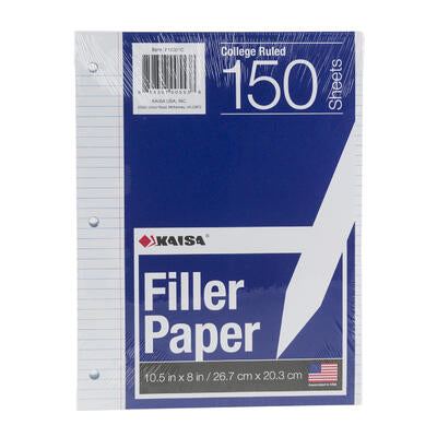 college ruled refill paper - bulk - 150 count -- 12 per case