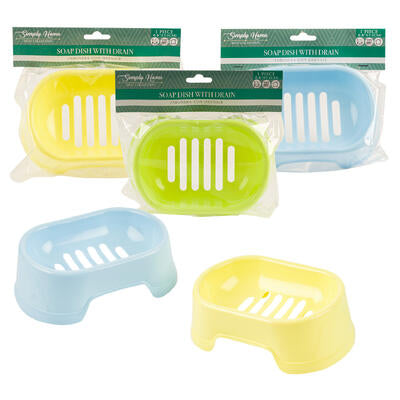 soap dishes - 6 - 3 assorted colors - bulk  -- 48 per case